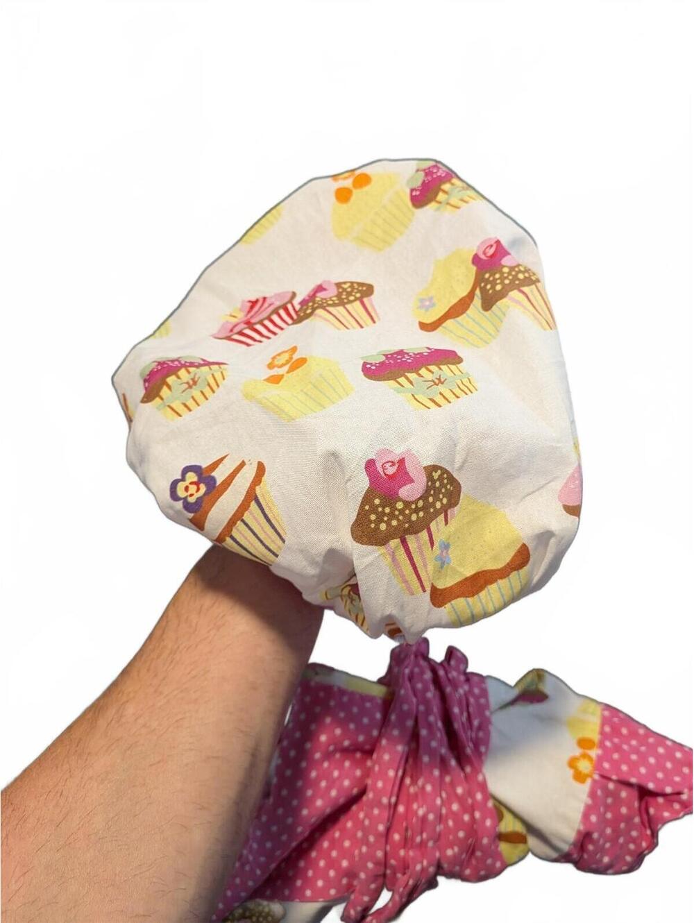Cupcake Print Kitchen Apron with Matching Chef Hat